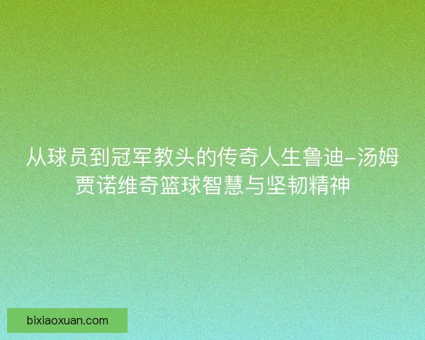 从球员到冠军教头的传奇人生鲁迪-汤姆贾诺维奇篮球智慧与坚韧精神