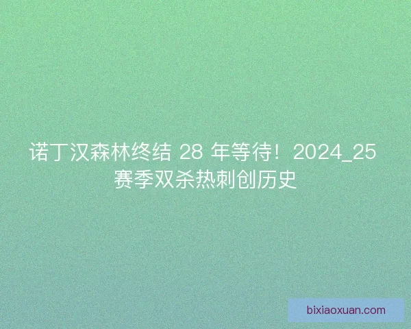 诺丁汉森林终结 28 年等待！2024_25 赛季双杀热刺创历史